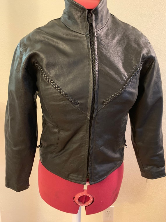Biker Leather Motorcycle Jacket Womens Black Xele… - image 4