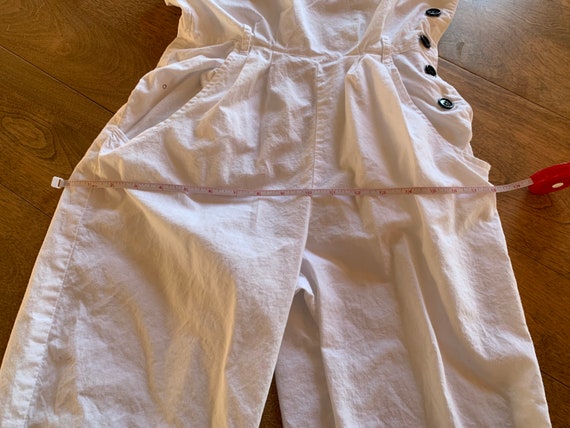 1980’s Vintage Overalls Romper Capri White SO CUT… - image 8