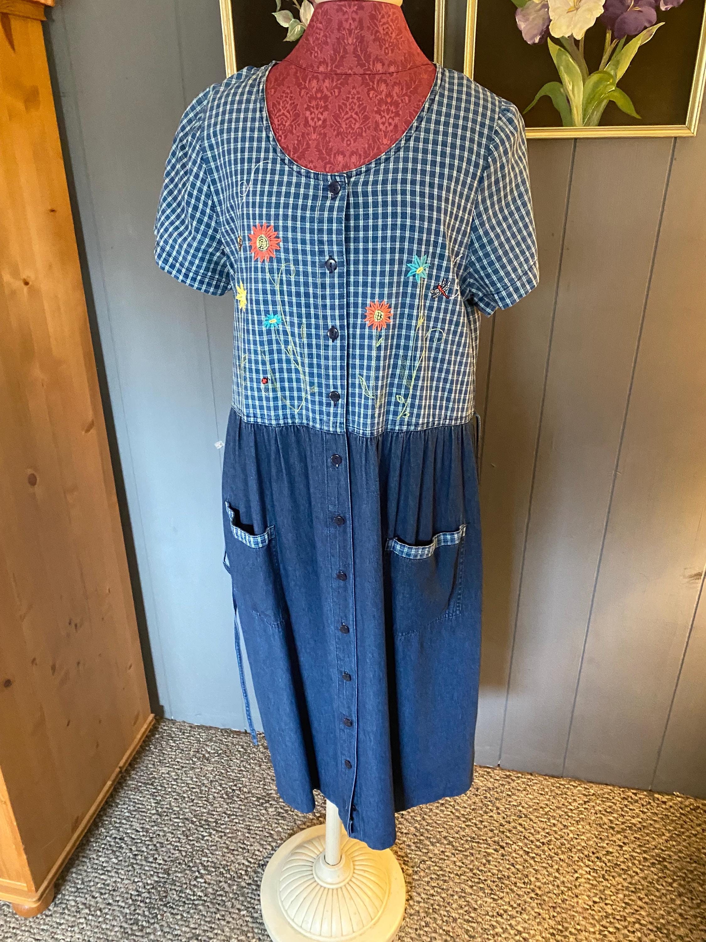Plaid Denim Dress - Etsy