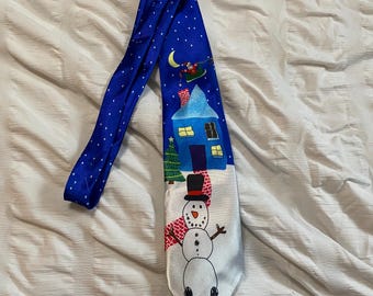 Corbata de muñeco de nieve: Corbata azul navideña
