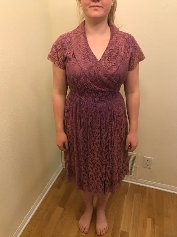 Beautiful Wine Colored Lace Dress 1950s Ethel Mert