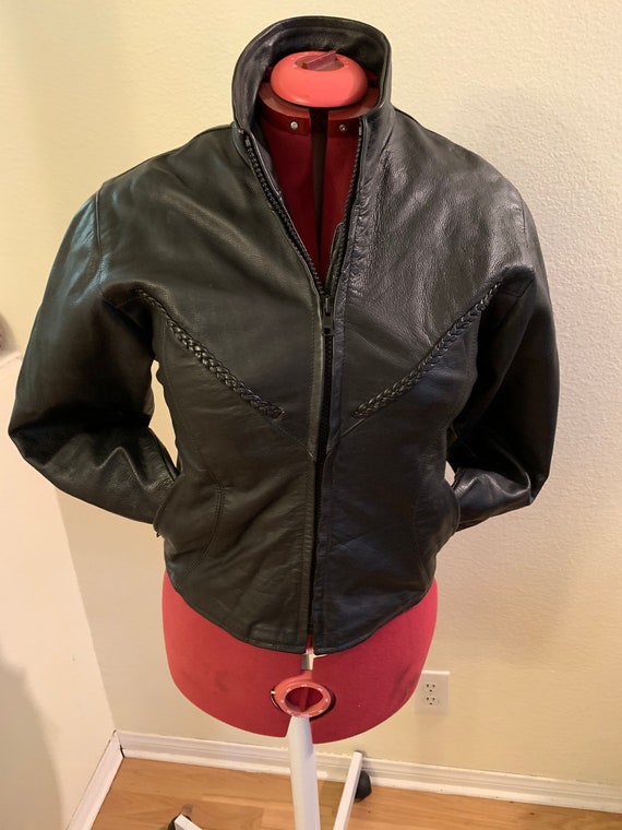 Biker Leather Motorcycle Jacket Womens Black Xele… - image 3