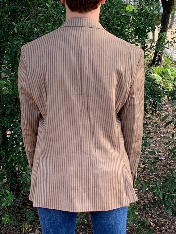 Mens Rizzoli Jacket Size 42 Brown and Tan Striped - image 2