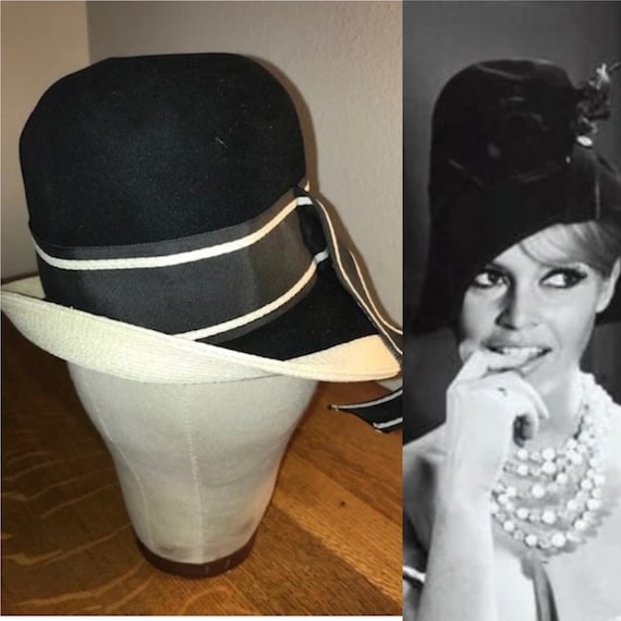 Sale! 10 Dollars off! 1960's Black Velvet Hat by … - image 1