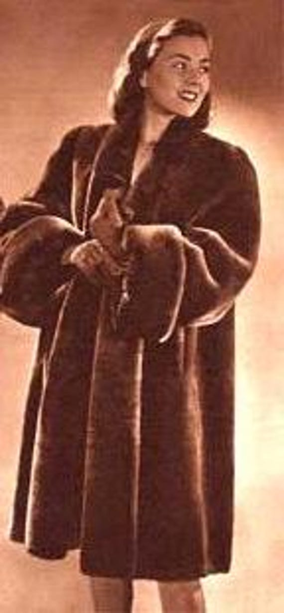 ヴィンテージフェイクファーコート：1930年代～1950年代シルエット、M 