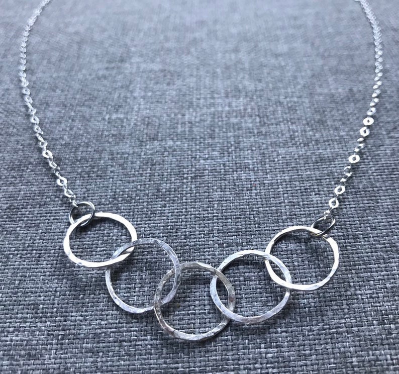 Four interlocking circles necklace three circles necklace etsy