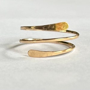 14k gold ring, gold wrap ring, gold jewelry, gold adjustable ring, hammered gold ring