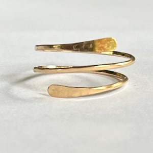 14k gold ring, gold wrap ring, gold jewelry, gold adjustable ring, hammered gold ring