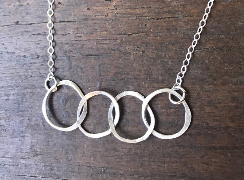 Four interlocking circles necklace three circles necklace etsy