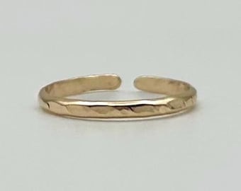 Hammered 14K Gold Filled Toe Ring, Adjustable Midi Ring