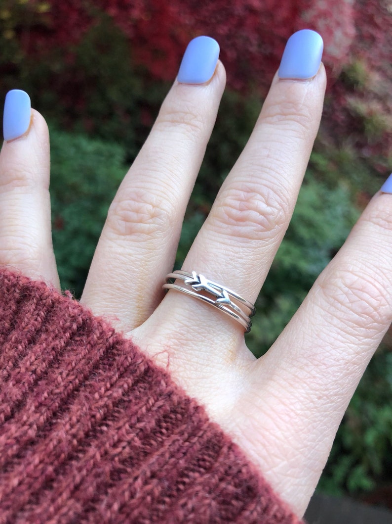 Sterling Silver Arrow Ring Dainty Stackable Arrow Ring
