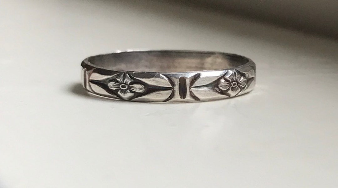 Floral Pattern Sterling Ring, Sterling Band, Flower Band, Sterling ...