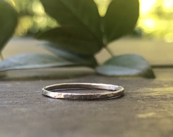 Super thin stacking ring, minimalist ring, dainty sterling ring, stackable sterling ring, hammered sterling ring