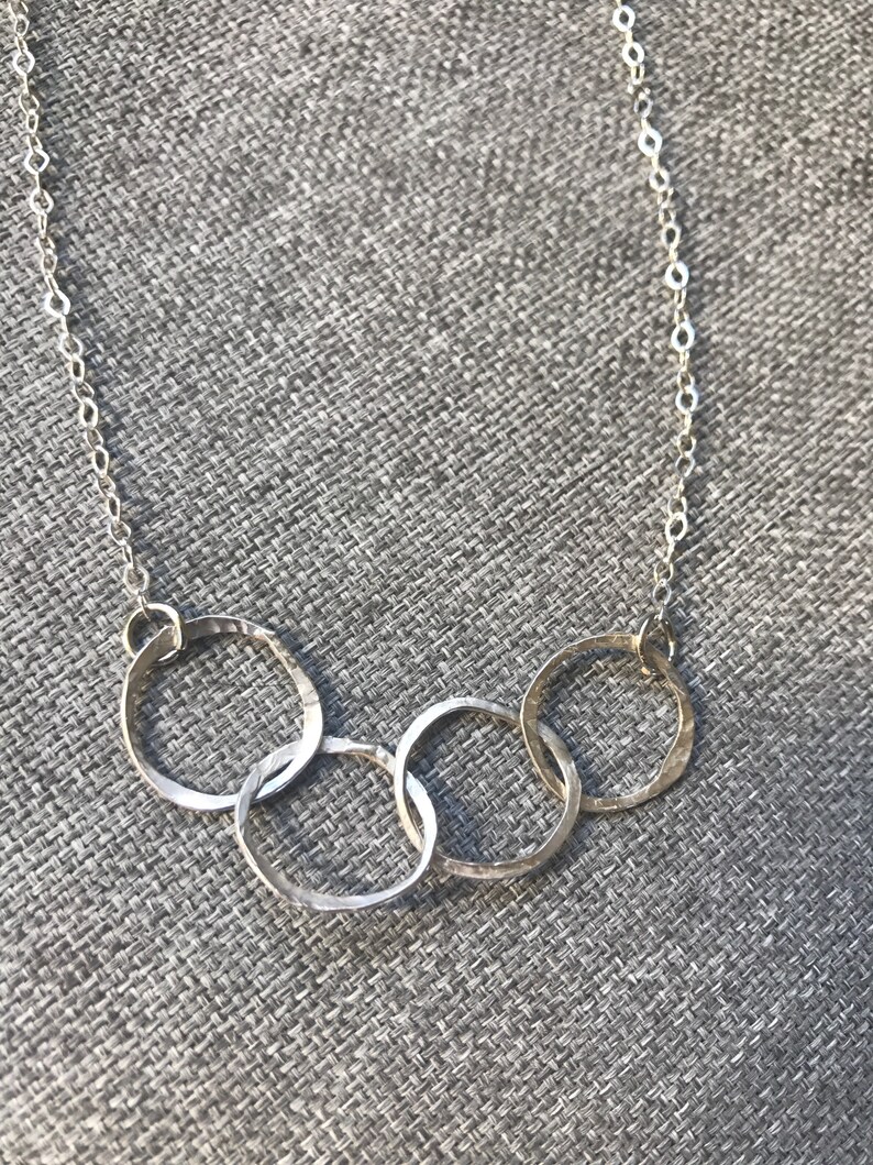 Four interlocking circles necklace three circles necklace | Etsy