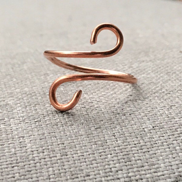 Copper ring, spiral ring, adjustable ring, boho ring, arthritis ring, wrap ring
