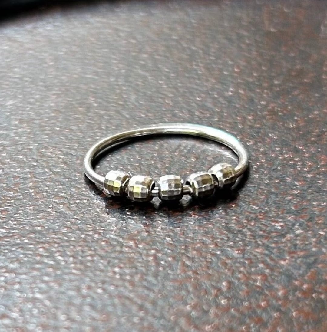 Sterling Silver Fidget Ring: Handmade Beaded Anxiety Spinner - Etsy