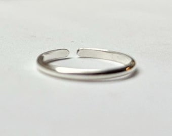Adjustable Sterling Silver Toe Ring, Polished Band Ring
