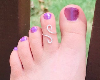 Toe ring, sterling silver toe ring, adjustable toe ring, wrap toe ring, swirl ring, spiral ring, midi ring