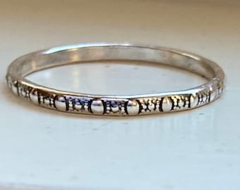 Sterling silver band, dainty ring, patterned silver band, stacking ring, simple silver ring, thin silver ring