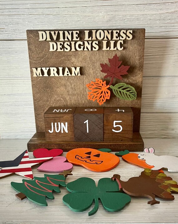 Holiday Interchangeable Perpetual Calendar Wood Calendar Etsy