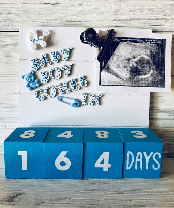 Baby Boy Countdown Calendar Pregnancy Countdown Etsy
