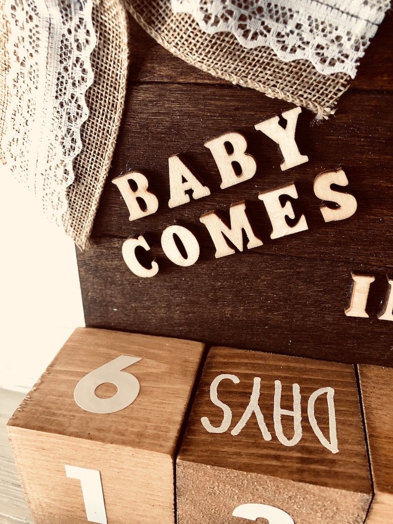 Rustic Baby Countdown Calendar Pregnancy Countdown Etsy