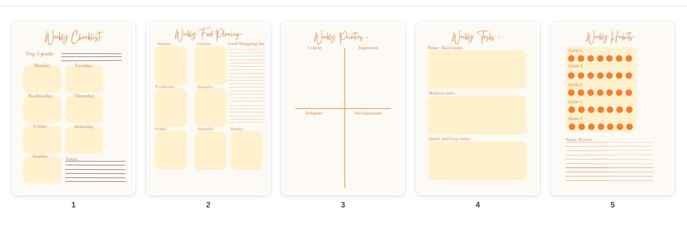 Digital Download Planner Check List Food Planning Weekly - Etsy