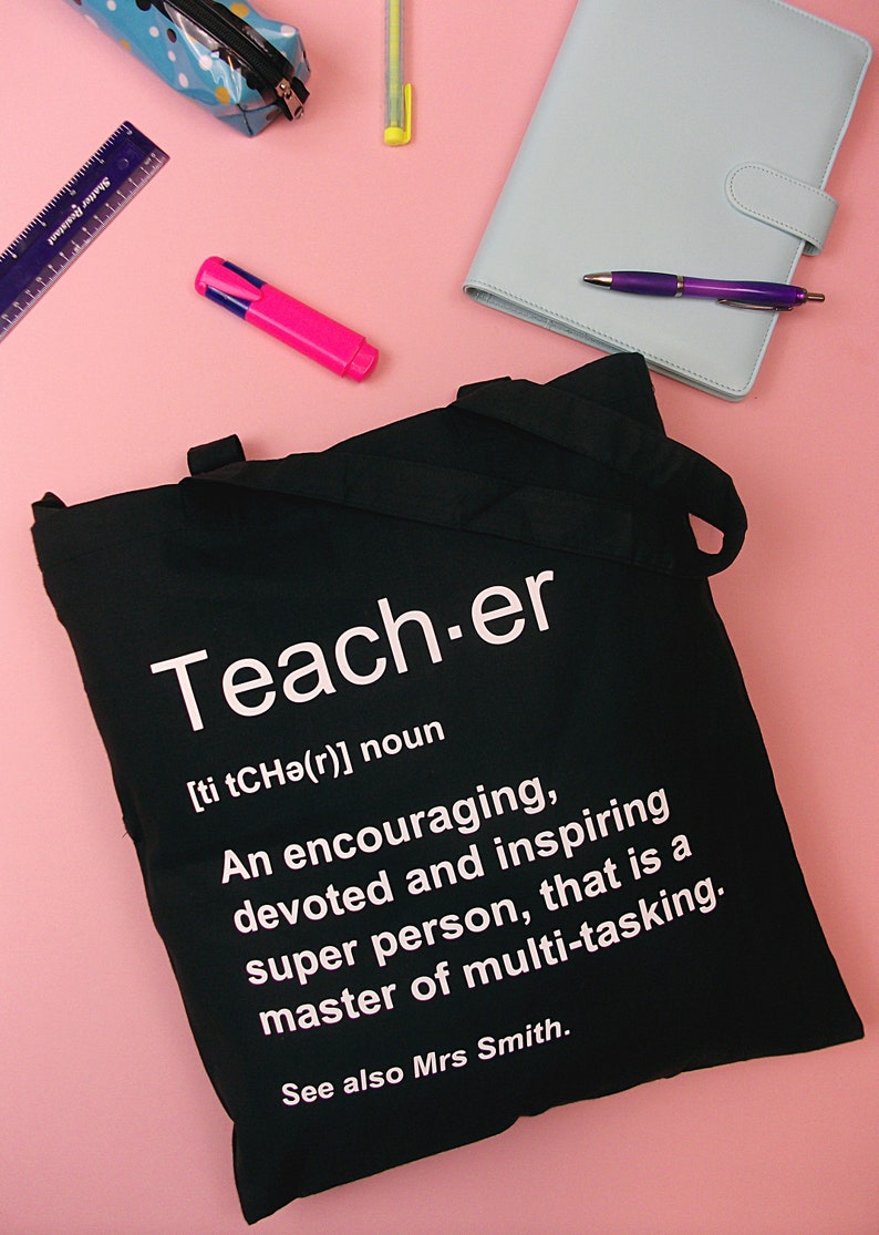 Teacher Tote Bag available in 3 colours English Teacher Gift Perfect for any teacher or even a Teaching Assistant Gift