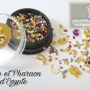 Rhinestone treasure boxes decorations Nails art Queen and Pharaoh of Egypt