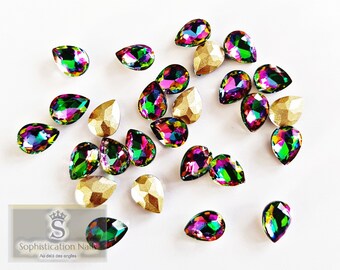 set of 4 Rhinestone chameleon drop crystals