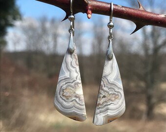 Crazy Lace Agate, sterling silver, earrings