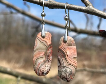 Crazy Lace Agate, sterling silver, earrings
