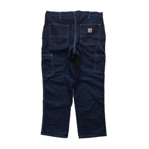 Pantalones vaqueros Carhartt FR Carpenter vintage, pantalones de trabajo de estilo urbano con una sola rodilla, de material ignífugo, de corte ajustado, color azul índigo W36