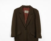 Vintage Aquascutum Tweed Blazer Jacket Rare Classic British Retro Pea Coat Suit Herringbone Wool Brown Plaid Made in England