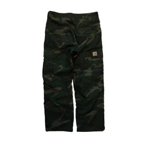 Vintage Carhartt Cargo Pantalón Raro Afligido Recortado Camo Regular Ripstop Táctico Utilidad Carpintero Retro Pantalones de Trabajo Pantalones Tamaño 29 / 32