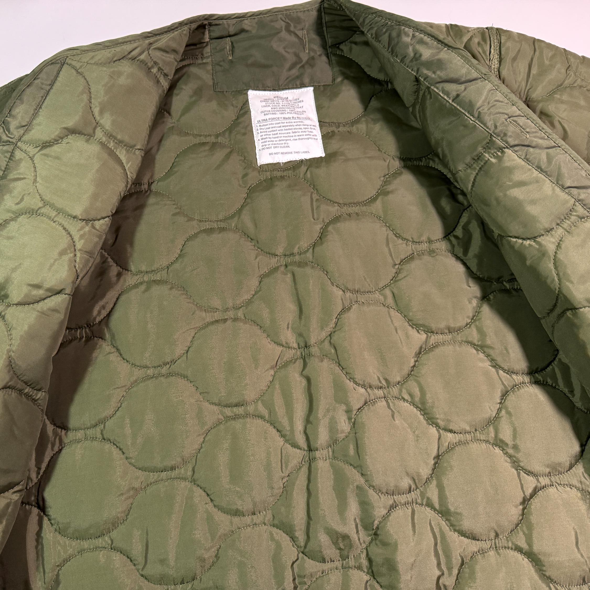 Vintage Olive Green Liner Jacket Military Retro M65 Utility