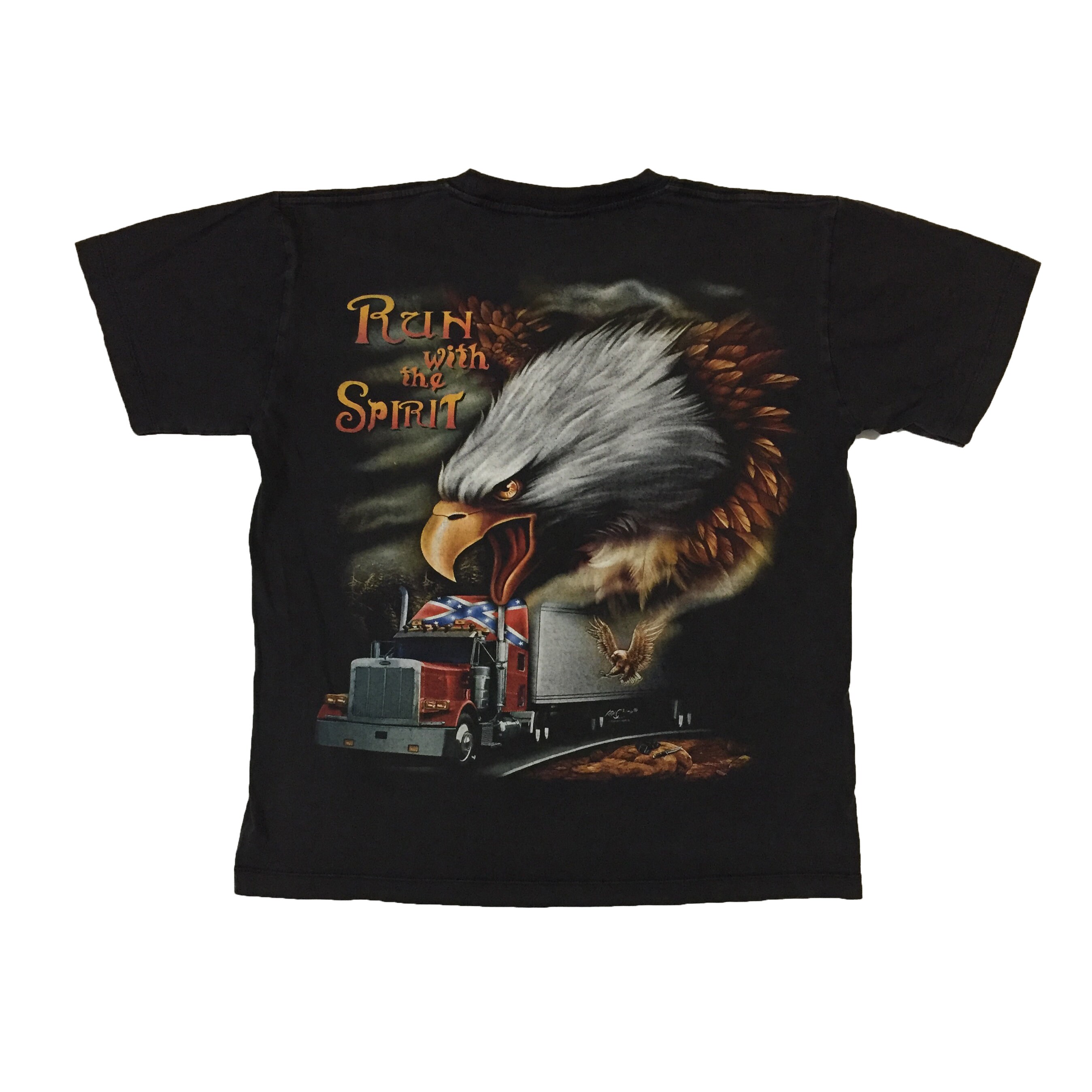 Vintage 90s Run With the Spirit T-shirt Rare Biker Truck Vintage 90s Run With the Spirit T-shirt Rare Biker Truck