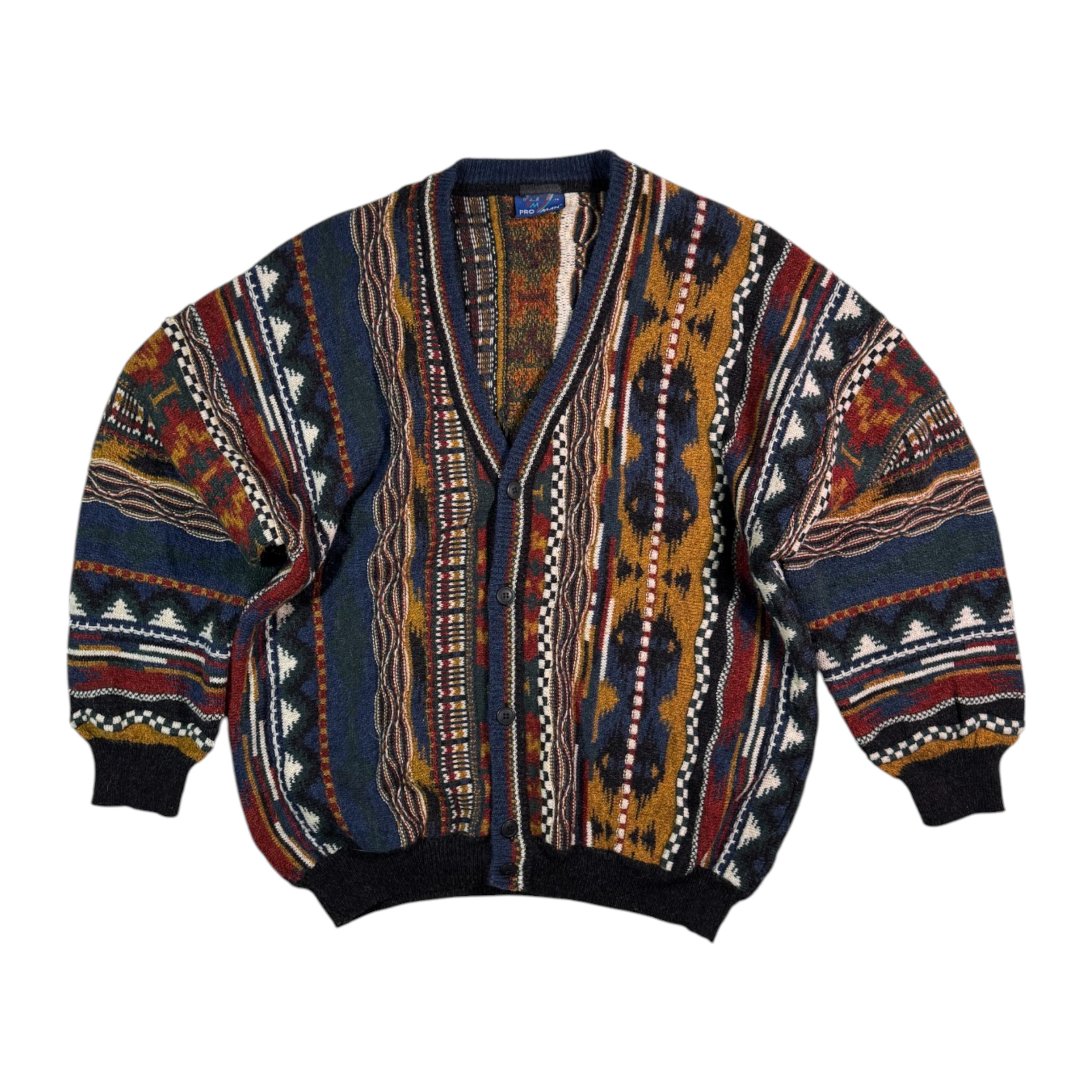 Vintage 90s Cardigan by Pro Man Colorful Retro Style
