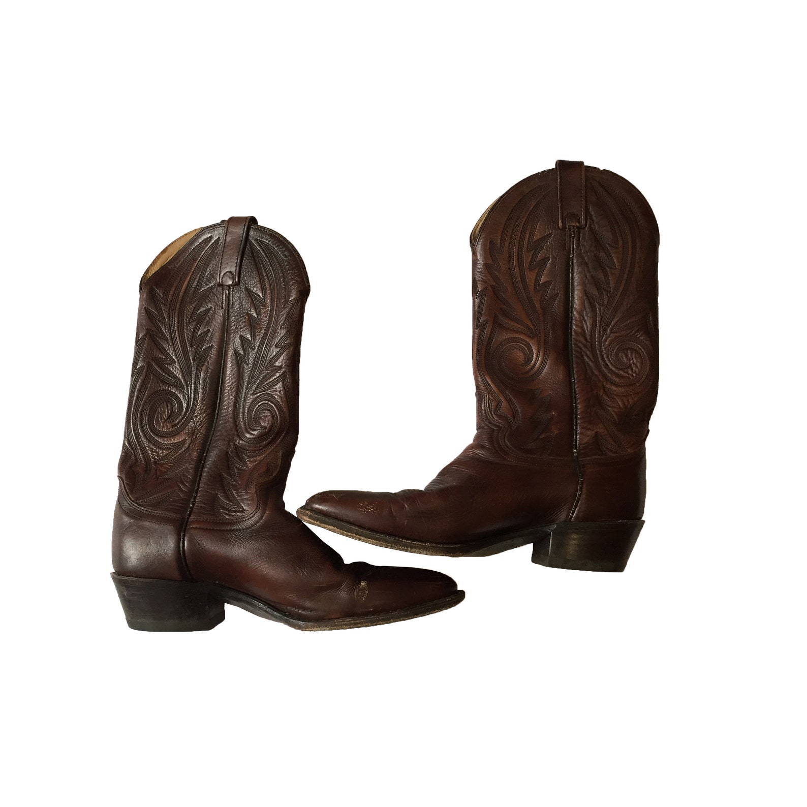 Vintage Dan Post El Paso Leather Boots Authentic Western Etsy