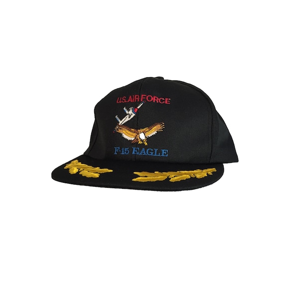 Vintage 90s U.S. Air Force F 15 Eagle Cap Aircraft Captain Retro Military Pilot Embroidered Logo Spell Out One Size Baseball Snapback Hat Etsy
