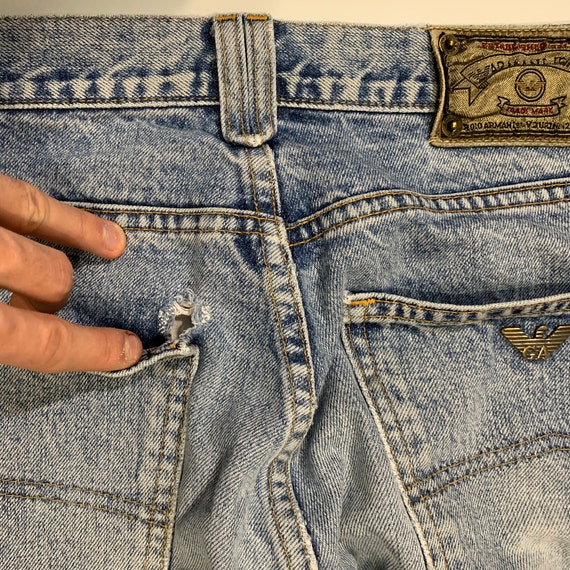 Vintage 90s Armani Jeans Retro Washed High Waiste… - image 4