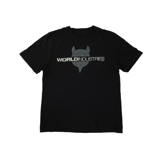 World industries skateboards Tシャツ ワールド NEW RARE WORLD INDUSTRIES SKATEBOARD CHECKERED BLOCK LOGO