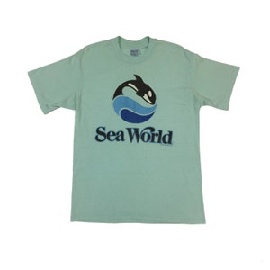 Vintage 1988 Sea World T-Shirt Seltenes Thema Marine Zoologische Parks Unterhaltung Retro Souvenir Made in USA Blau Single Stitch Tee