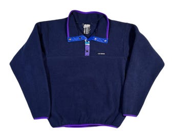 Vintage 90s Louis Garneau Fleece Pullover Authentic Retro Outdoor PolarPlus Blue Sweatshirt M / L