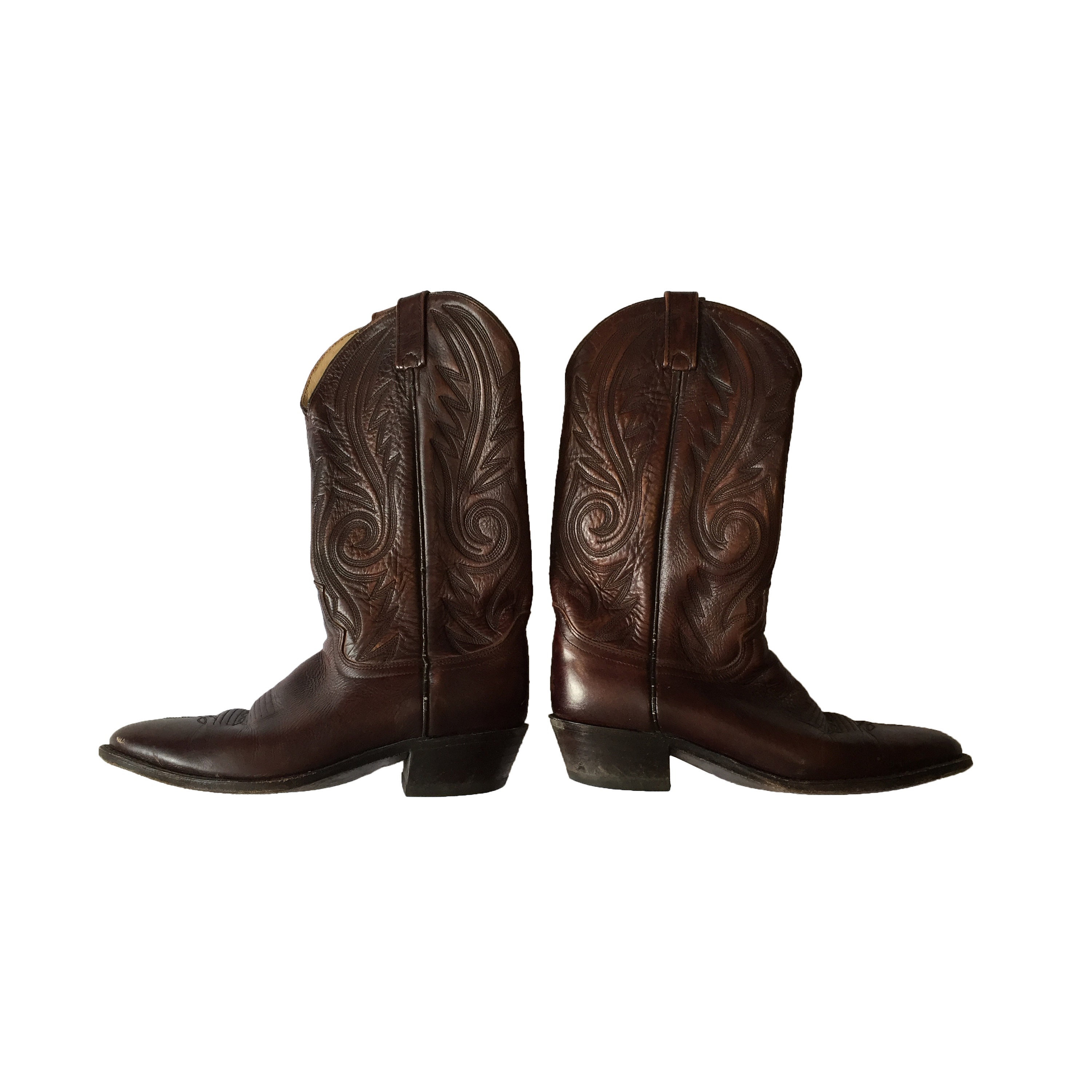 Vintage Dan Post El Paso Leather Boots Authentic Western Etsy