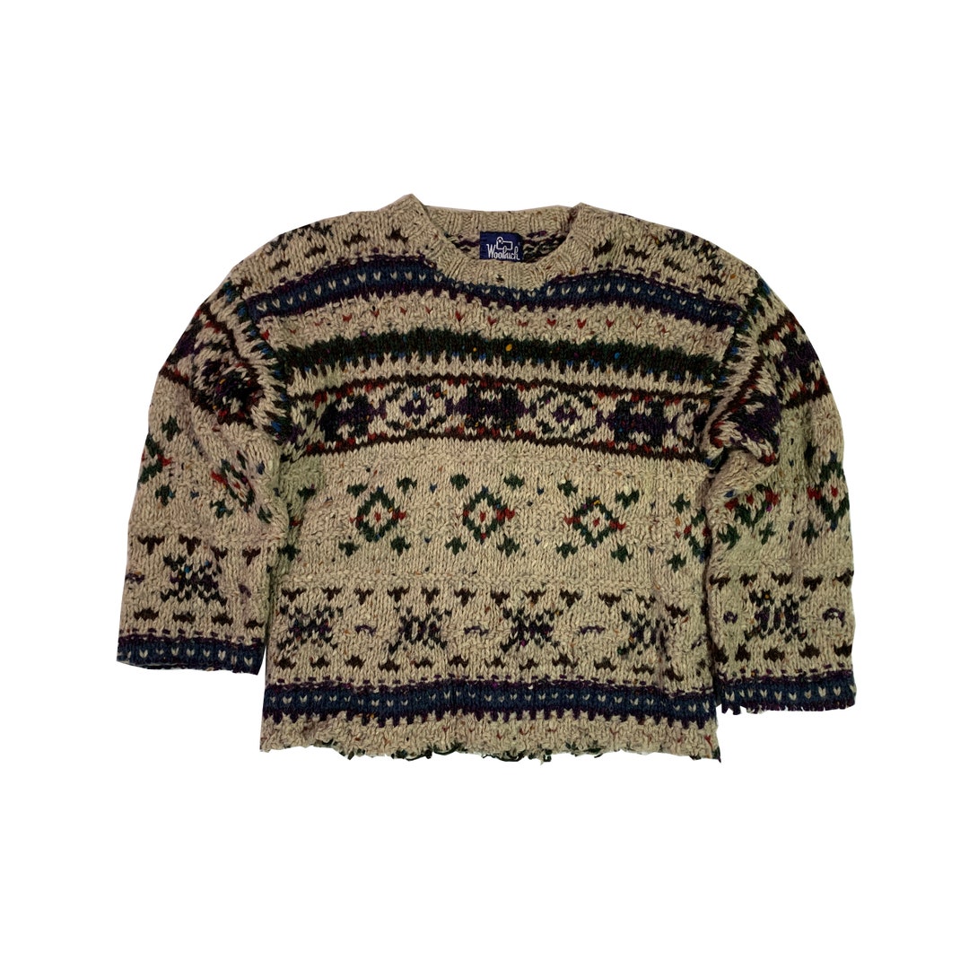 【在庫僅少】 80s Vintage Distressed Chunky Cropped Sweater 9611 Woolrich ニット/セーター