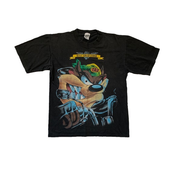 Vintage 1995 Taz Biker T-shirt Misunerstood Authentic Bike