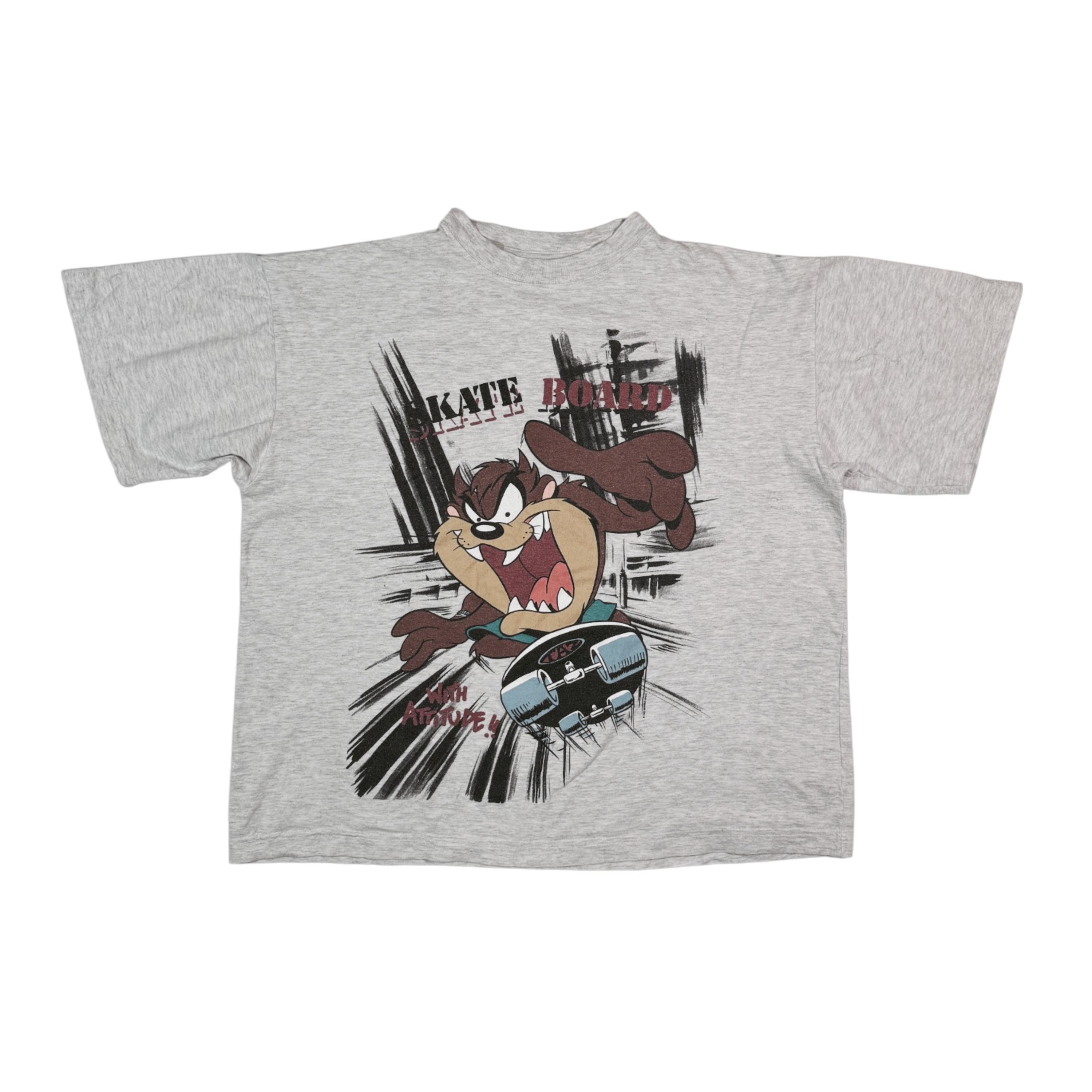 Vintage 1995 Taz Skateboard T-shirt Authentic Retro Cartoon