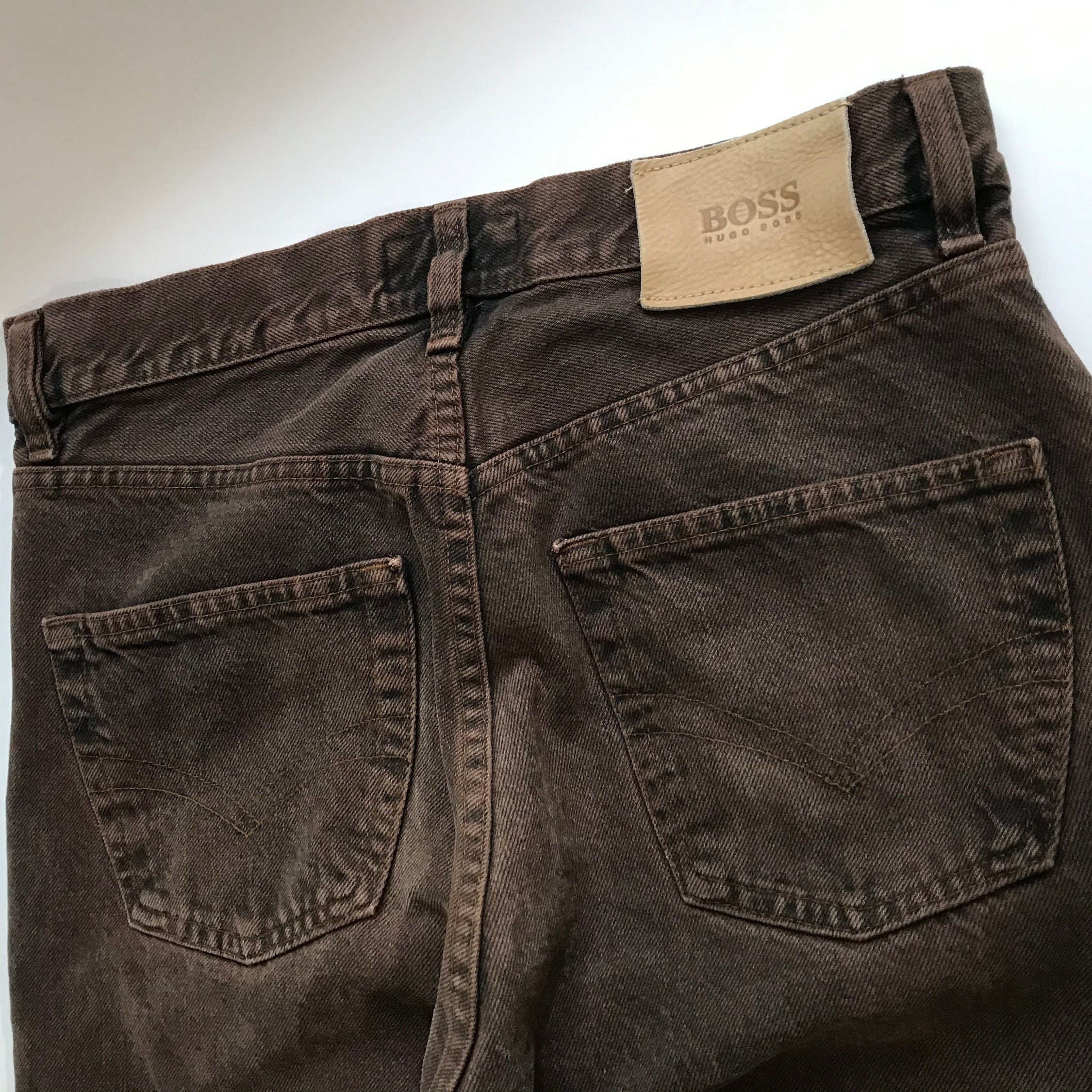 Vintage 90s Hugo Boss Jeans Pants Authentic Retro Washed Denim