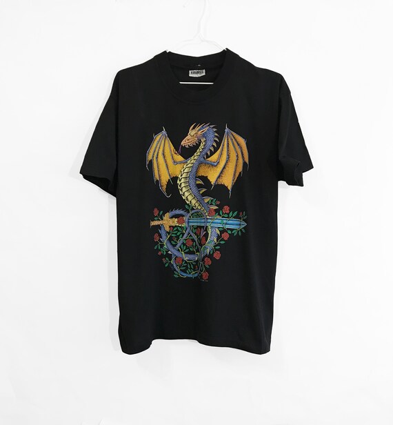 Vintage 90 S Dragon T Shirt By Zip It London Rare Fantasy Etsy